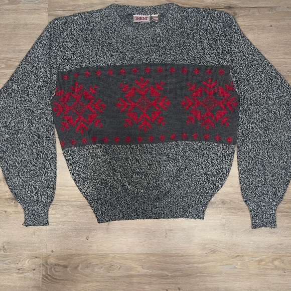 Vintage Trent Knit Sweater Mens XL 70s Acrylic Snowflake pattern. - Picture 1 of 8